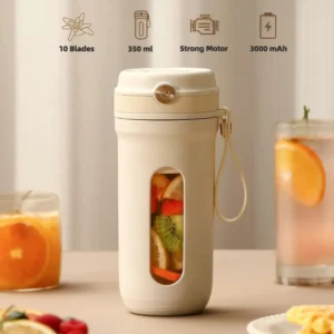 10-Blade Portable Electric Blender, 350ML USB Rechargeable Smoothie Maker, Juicer, and Fruit Mixer - Image 2