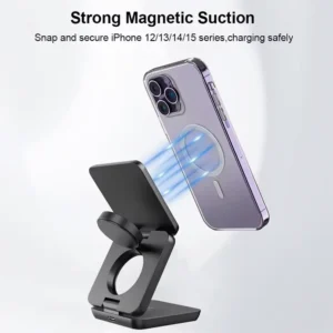 3-in-1 Foldable Magnetic Wireless Charger for iPhone & Apple Watch. - Image 5