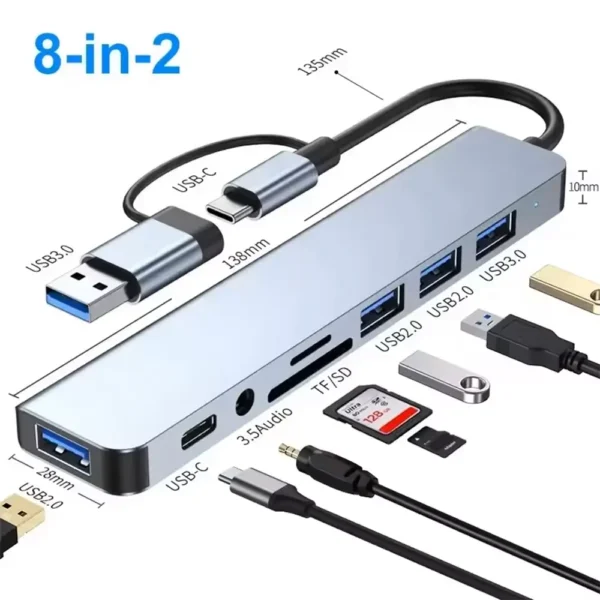 8-in-1 USB Hub with Card Reader