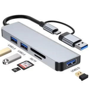 8-in-1 USB Hub with Card Reader, USB-C, USB 3.0/2.0, SD/TF, and Docking Station - Image 2