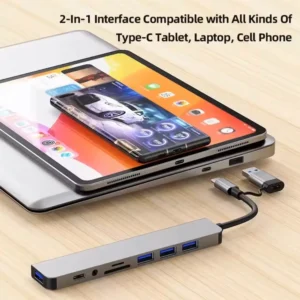 8-in-1 USB Hub with Card Reader, USB-C, USB 3.0/2.0, SD/TF, and Docking Station - Image 5