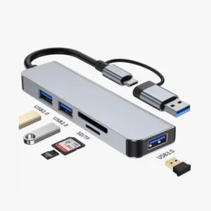 8-in-1 USB Hub with Card Reader, USB-C, USB 3.0/2.0, SD/TF, and Docking Station - Image 4