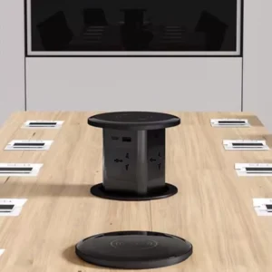 Auto-Rising Power Hub – Hydraulic Lift, USB & Universal Outlets, Wireless Charging, & Built-In Table Integration - Image 5