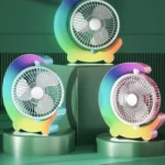 Colorful Circulating Desk Fan – USB Rechargeable with RGB Lighting - Image 2