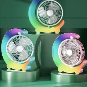 Colorful Circulating Desk Fan – USB Rechargeable with RGB Lighting - Image 2