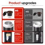Compact Wireless Espresso Maker – 3-in-1 Capsule & Ground Coffee Brewer for Car, Home, & Travel. - Image 4