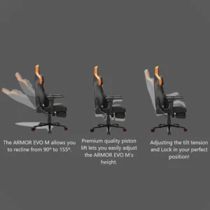 Cougar Evo S Gaming Chair – Elite Style & Ergonomics in Orange & Black - Image 6