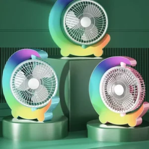 Colorful Circulating Desk Fan – USB Rechargeable with RGB Lighting - Image 6