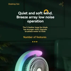 Colorful Circulating Desk Fan – USB Rechargeable with RGB Lighting - Image 7