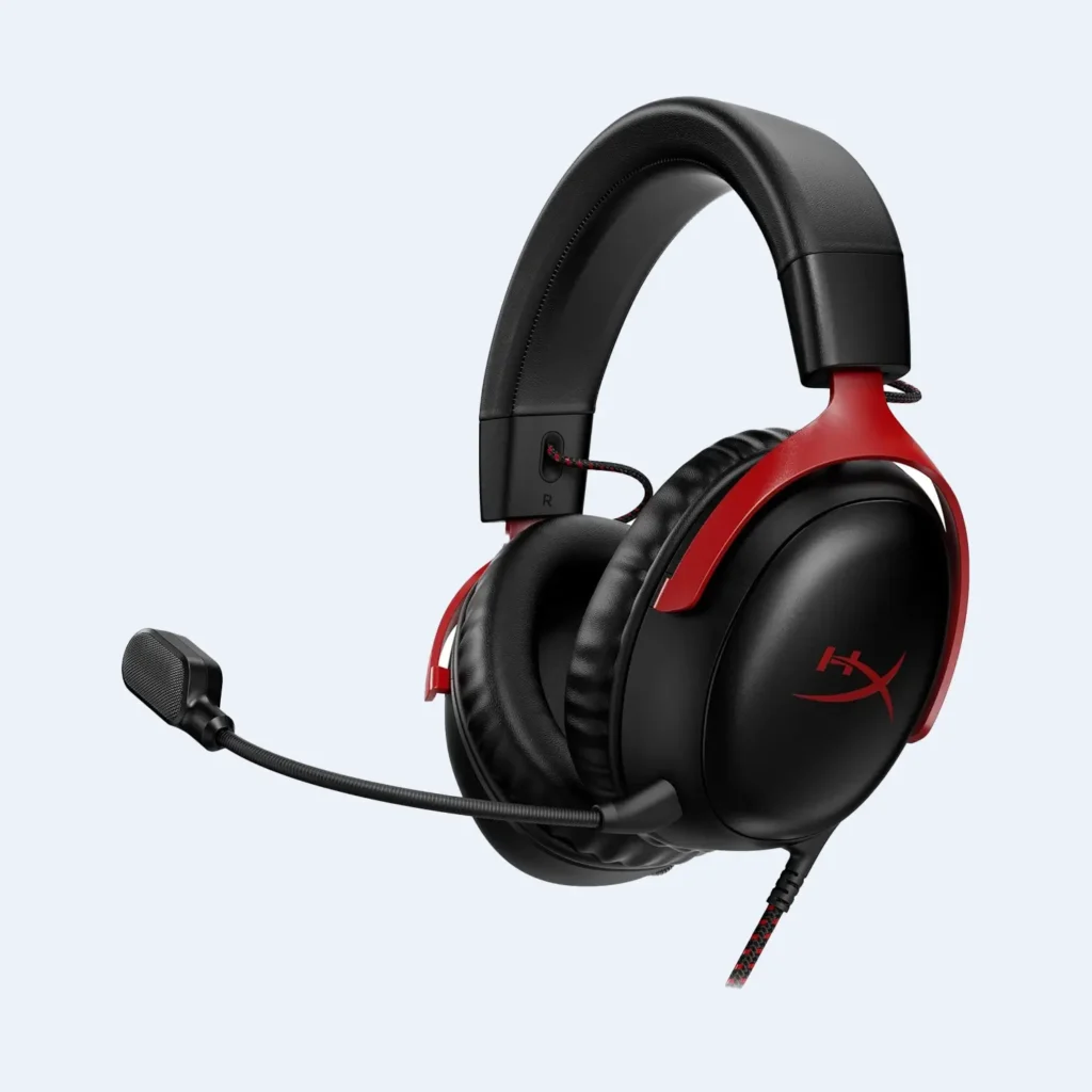 HyperX Cloud III Gaming Headset – PC, PS5, Xbox – Red & Black
