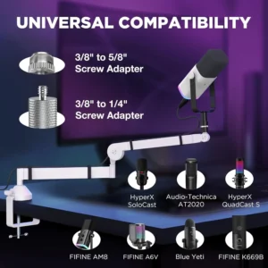 InnoGear Rotatable Mic Stand with Clip & Adapter - Image 5