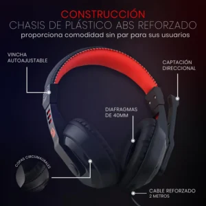 Redragon ARES H120 Gaming Headset – Black & Red Design - Image 3