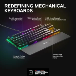 SteelSeries Apex 7 TKL – Black Compact Mechanical Keyboard with Red Switch - Image 6