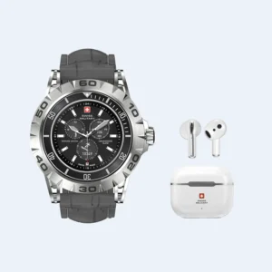 Swiss Military Dom 2 Combo – Bold Gray Smartwatch & Wireless Earbuds