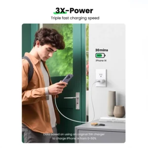 UGREEN 20W PD Fast Charger – Lightning Cable Included | iPhone Compatible – Black - Image 4