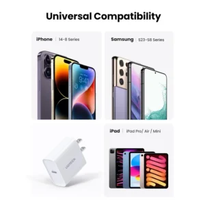 UGREEN 20W PD Fast Charger – Lightning Cable Included | iPhone Compatible – Black - Image 5