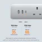 UGREEN Surge Protector Extension – 3 AC Sockets + USB Ports | 30W PD Charger - Image 3