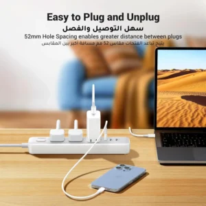 UGREEN Surge Protector Extension – 3 AC Sockets + USB Ports | 30W PD Charger - Image 4