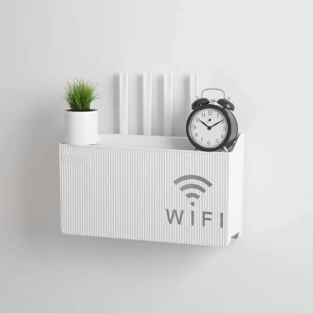 Wall-Mounted Organizer for Router, Set-Top Box, and TV Accessories