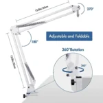 Professional White Mic Stand with Suspension Boom Arm - Image 4