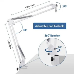 Professional White Mic Stand with Suspension Boom Arm - Image 4