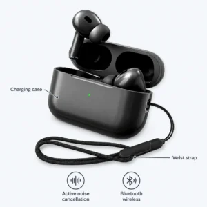 Bluetooth 5.3 TWS Earbuds with Wireless Charging & Strap