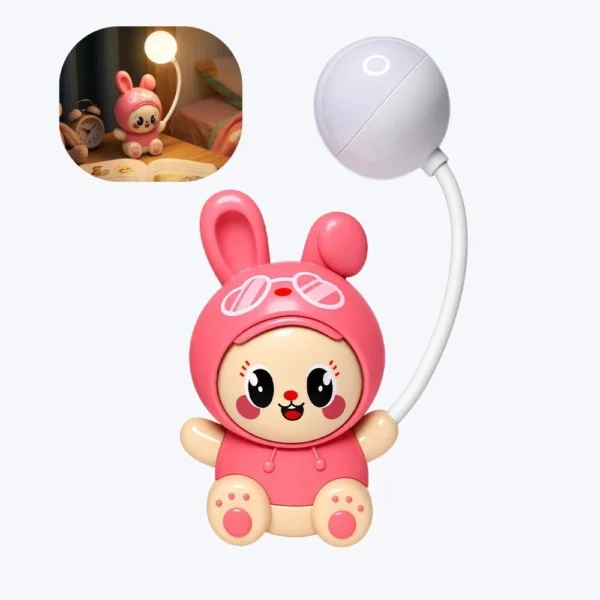 Cartoon Gooseneck LED Desk Lamp with 3 Brightness Levels, Pink