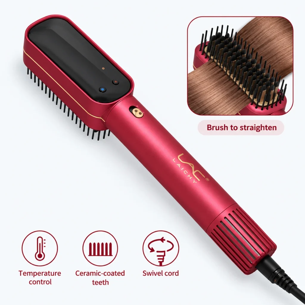 Laichy 2-in-1 Hot Air Brush & Hair Straightener