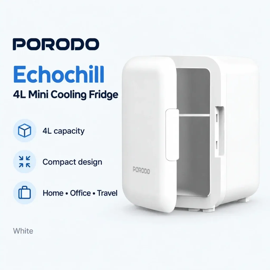Echochill 4L Mini Cooling Fridge, White by Porodo