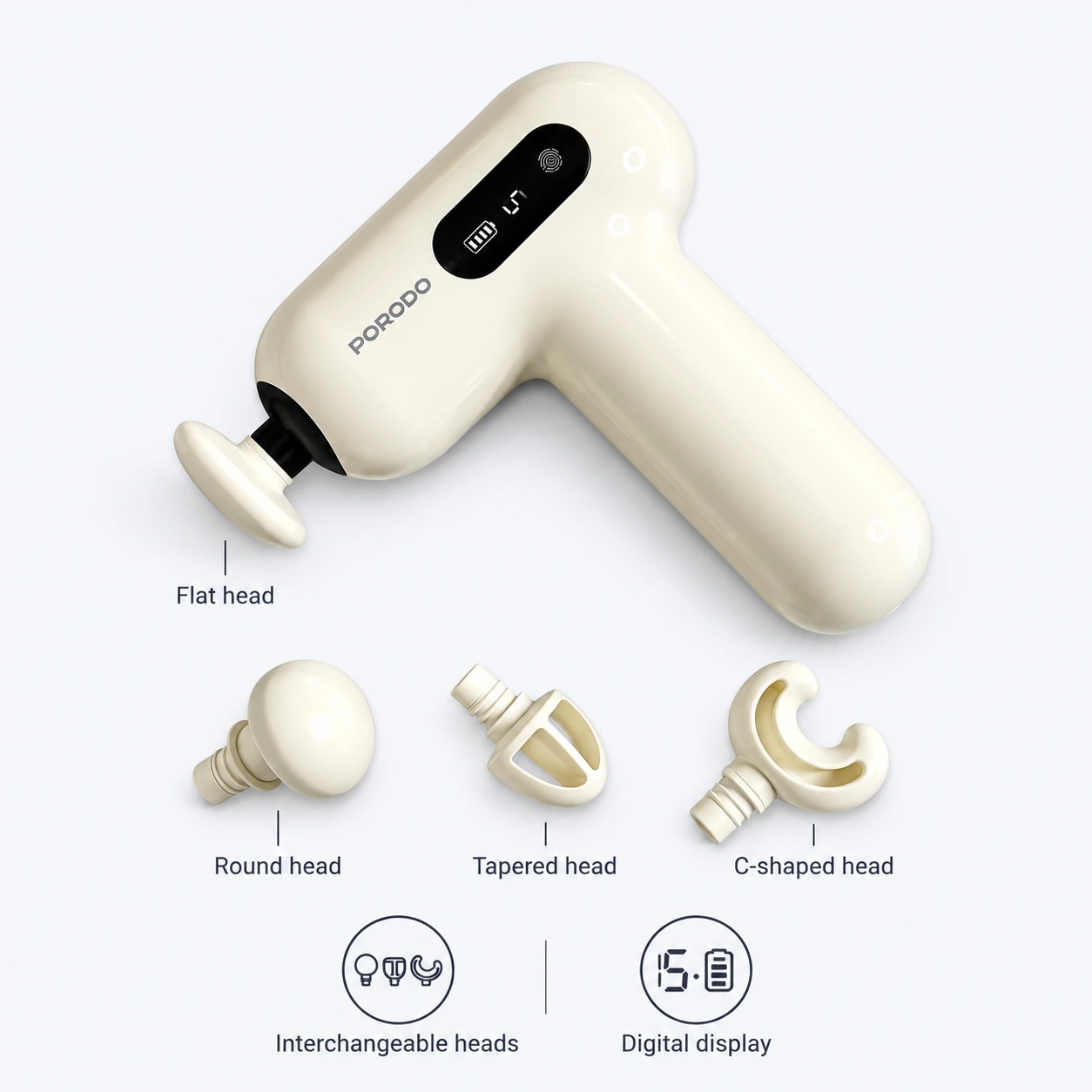 porodo-massage-gun Porodo Massage Gun with 4 Heads & 6 Speed Settings - Image 1