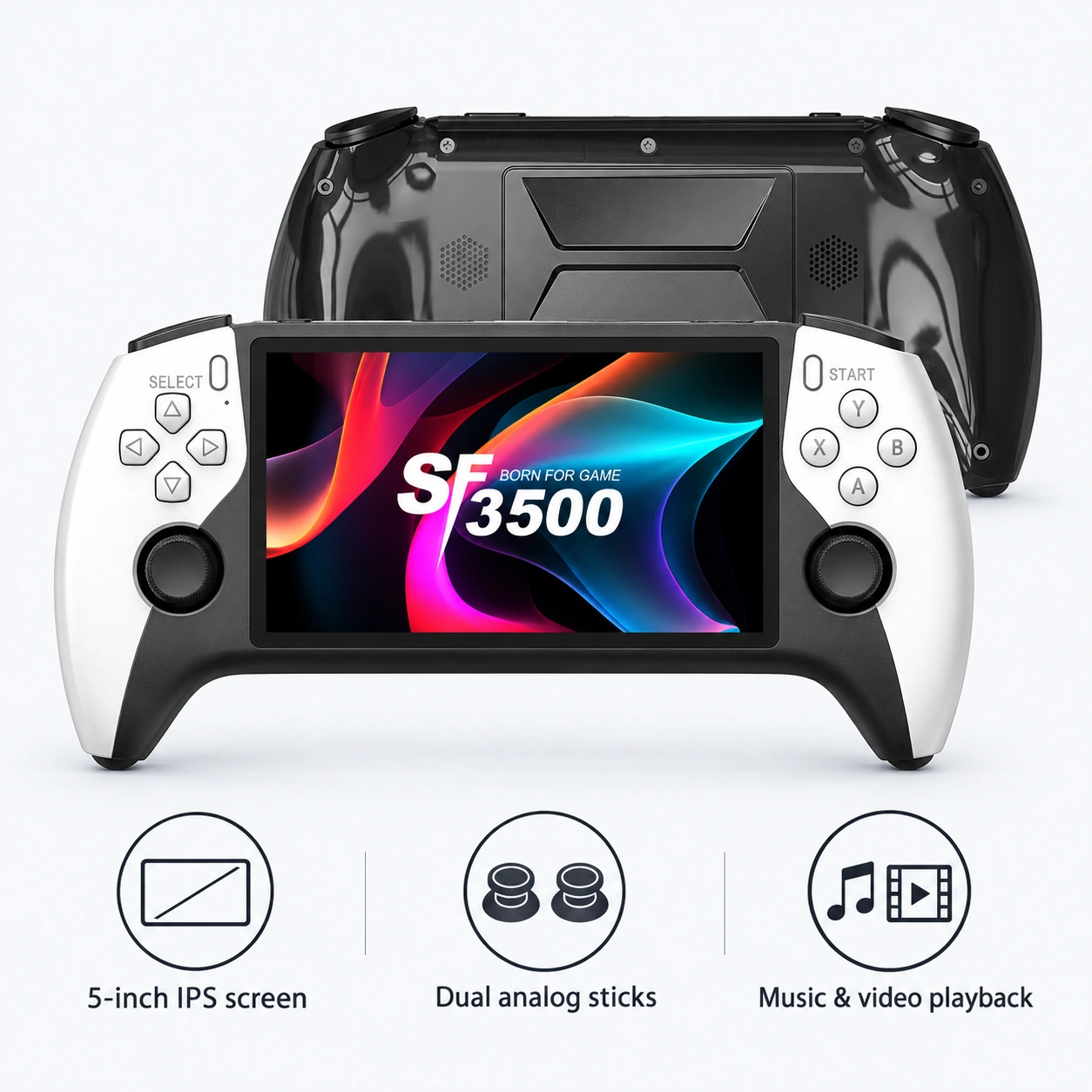 SF3500 Plus Retro Game Console with 5-Inch Screen & Controllers SF3500 Plus Retro Game Console with 5-Inch Screen & Controllers