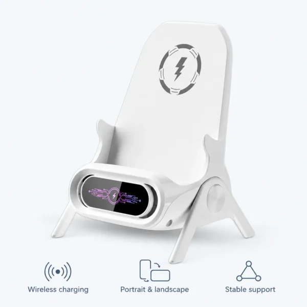3-in-1 Magnetic Chair Wireless Charger with Speaker, White