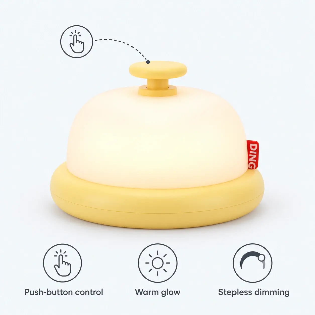yellow-bell-night-light-featured Rechargeable Touch Night Light with Stepless Dimming, Yellow - Image 1